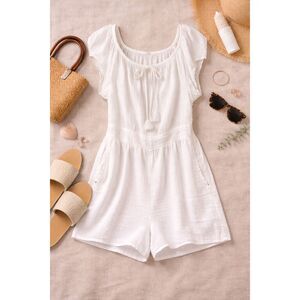 American Eagle White Gauze Romper Boho Cottagecore Summer Beachy Chic XXL